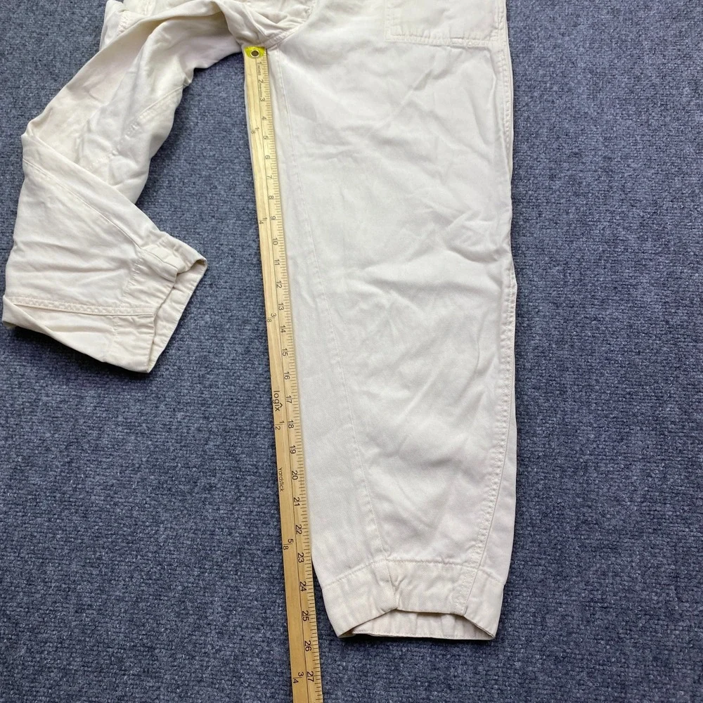 Banana Republic Womens M Cream Lyocell Linen‎ Tapered Utility Pants Grunge